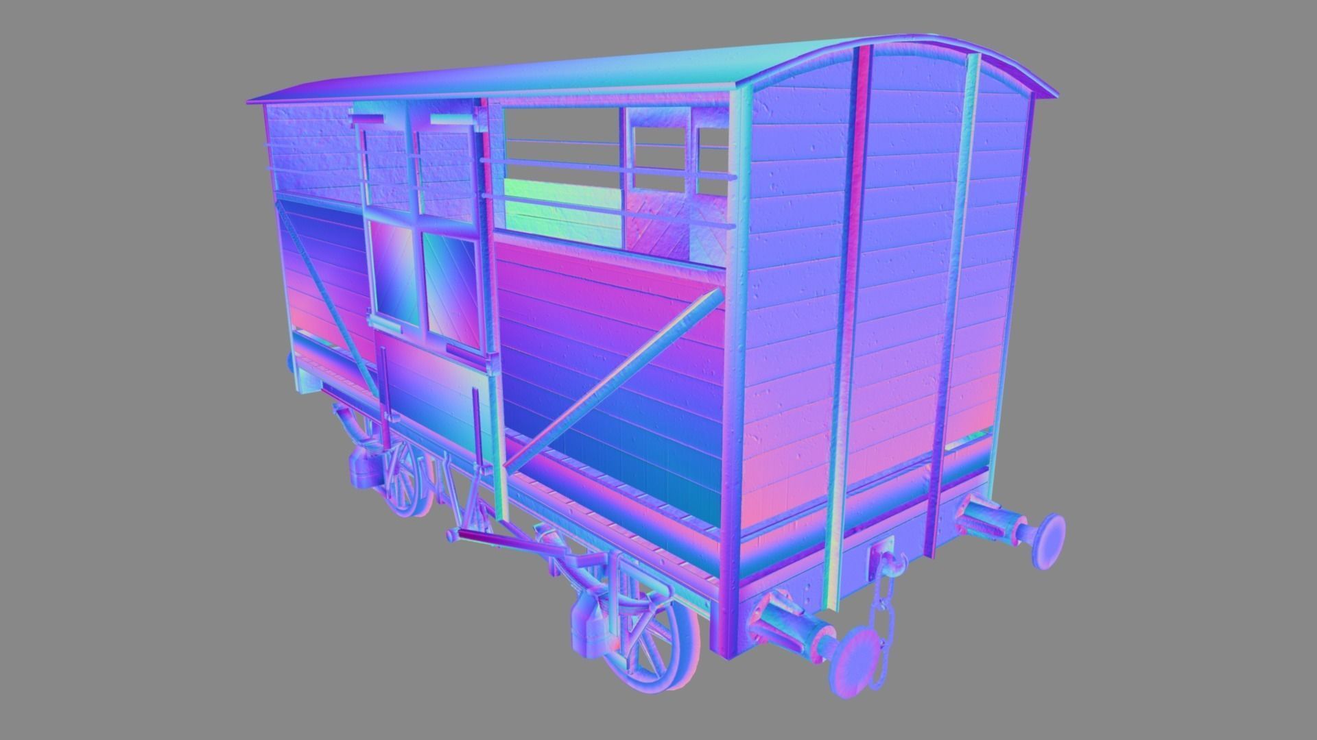 Cattle Car Low-poly 3D model_10