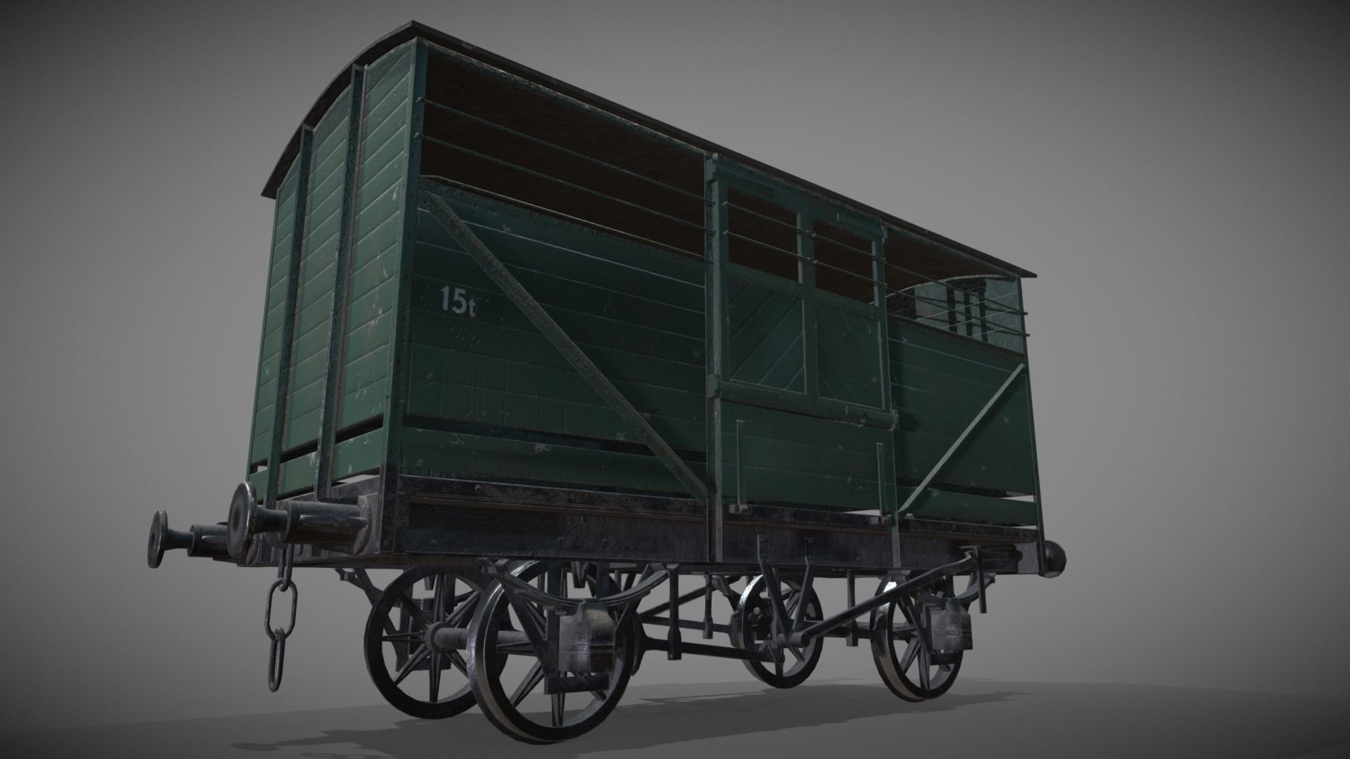 Cattle Car Low-poly 3D model_4