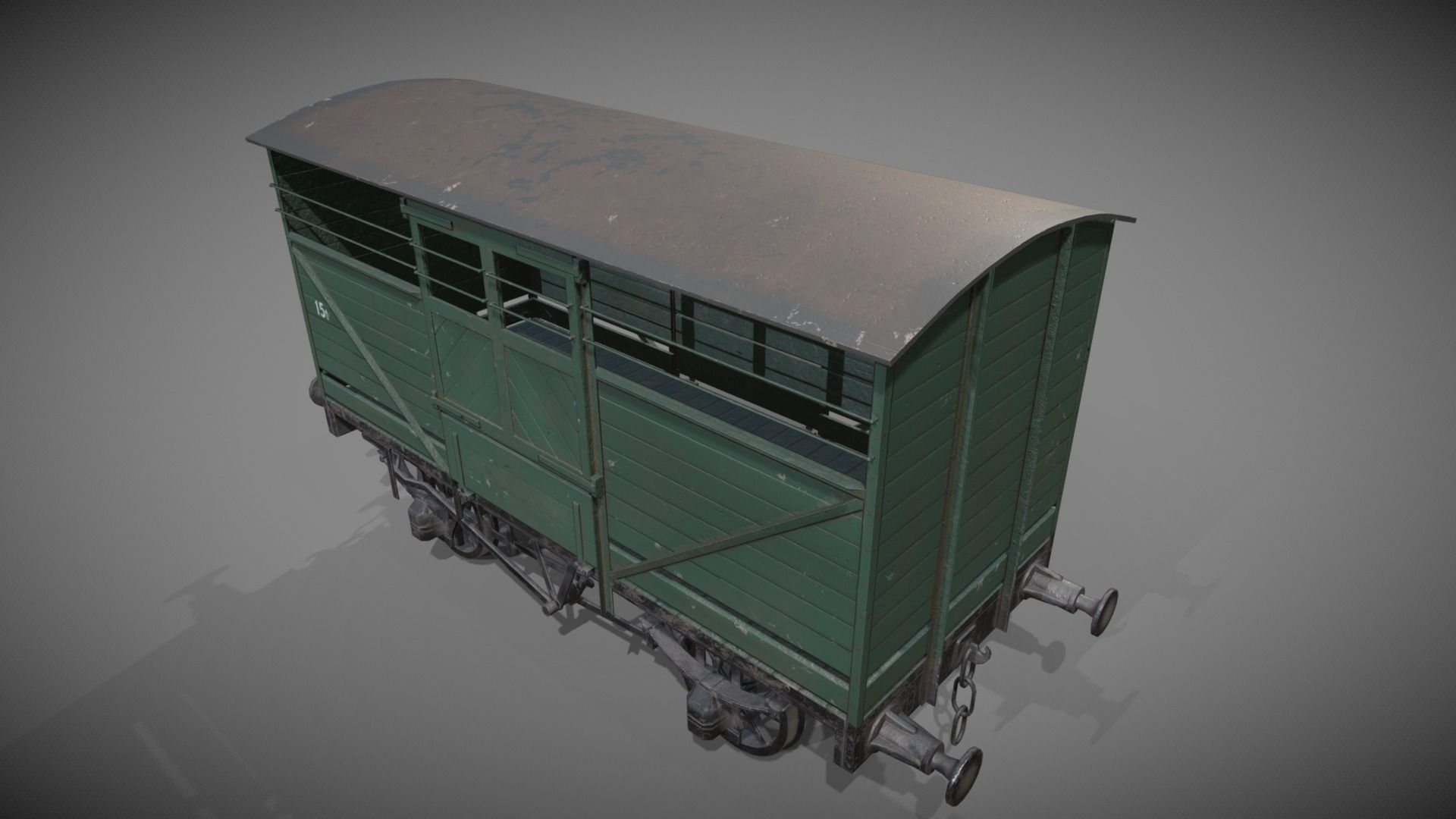 Cattle Car Low-poly 3D model_1