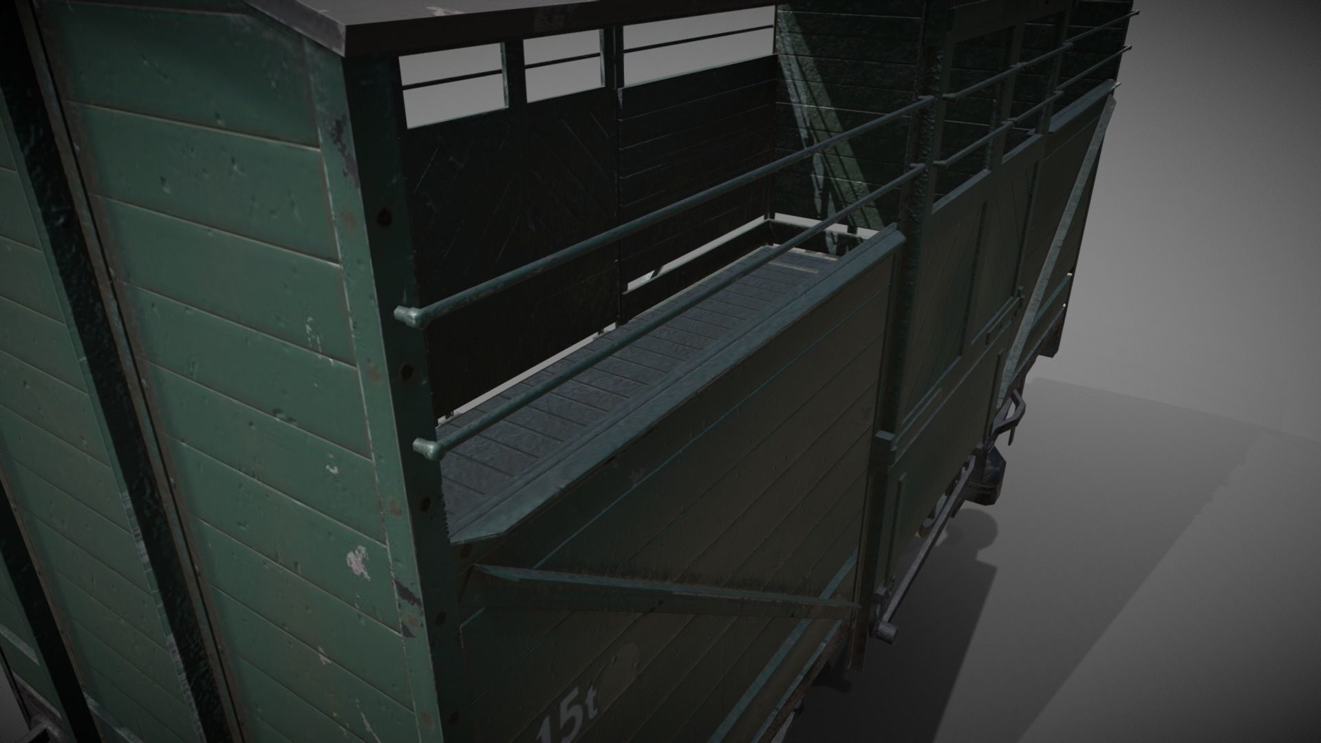 Cattle Car Low-poly 3D model_2