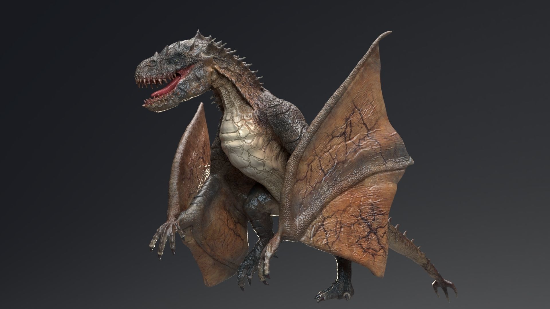 Dinosaur Wyvern Rex Model Low-poly 3D model_7