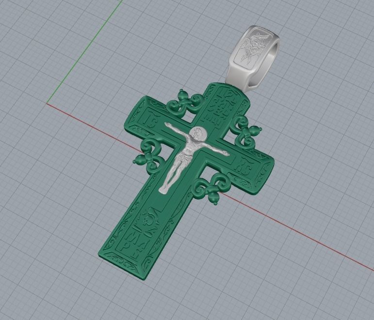 Orthodox cross cyrilic prayer crucifixion cherub 3D print model_10