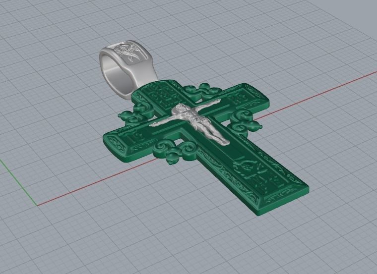 Orthodox cross cyrilic prayer crucifixion cherub 3D print model_11