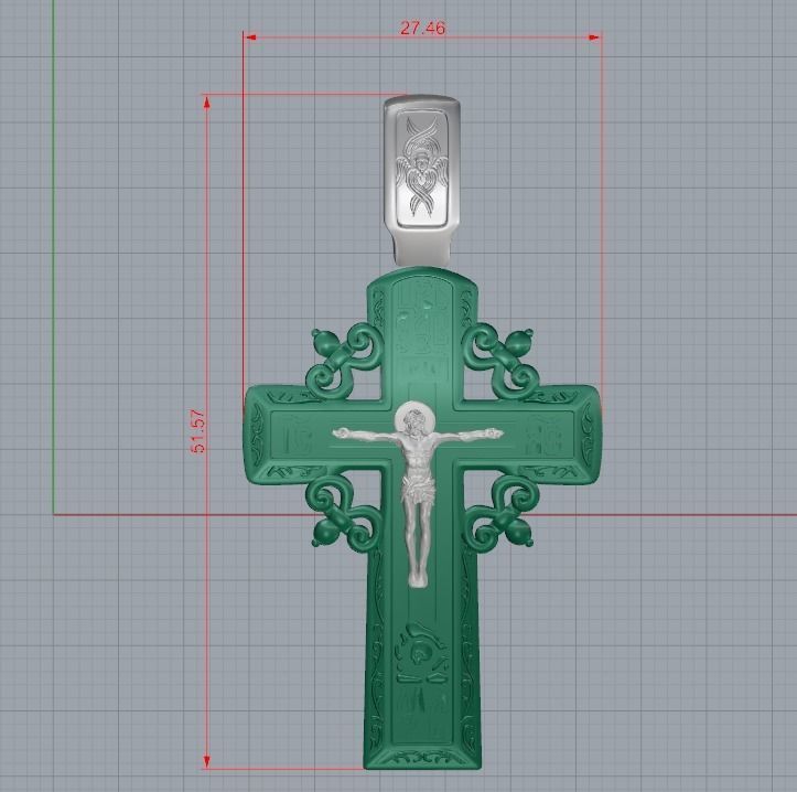 Orthodox cross cyrilic prayer crucifixion cherub 3D print model_8