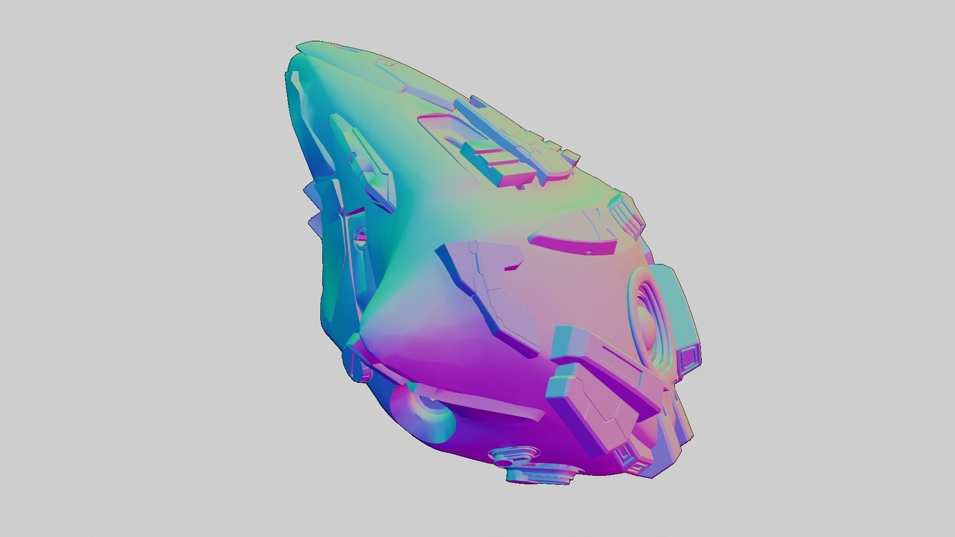 Drone visor SciFi helmet headset TEXTURED 4K 3D model_17