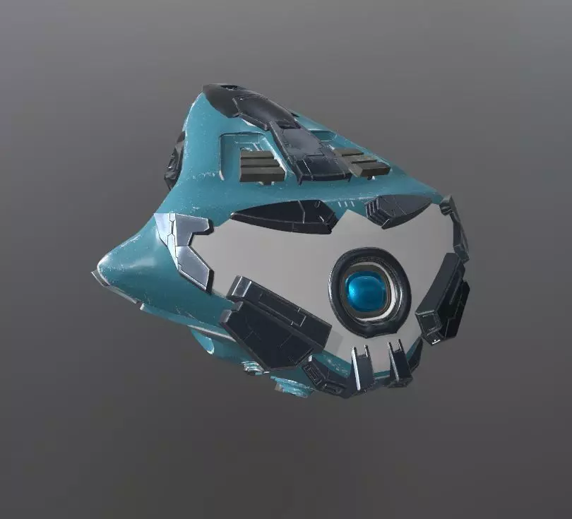 Drone visor SciFi helmet headset TEXTURED 4K 3D model_0