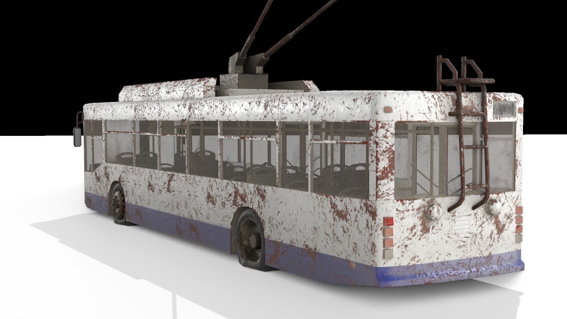 Old Rusty Trolleybus Low-poly 3D model_4