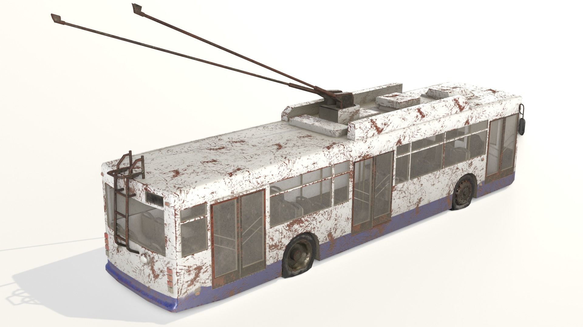Old Rusty Trolleybus Low-poly 3D model_1