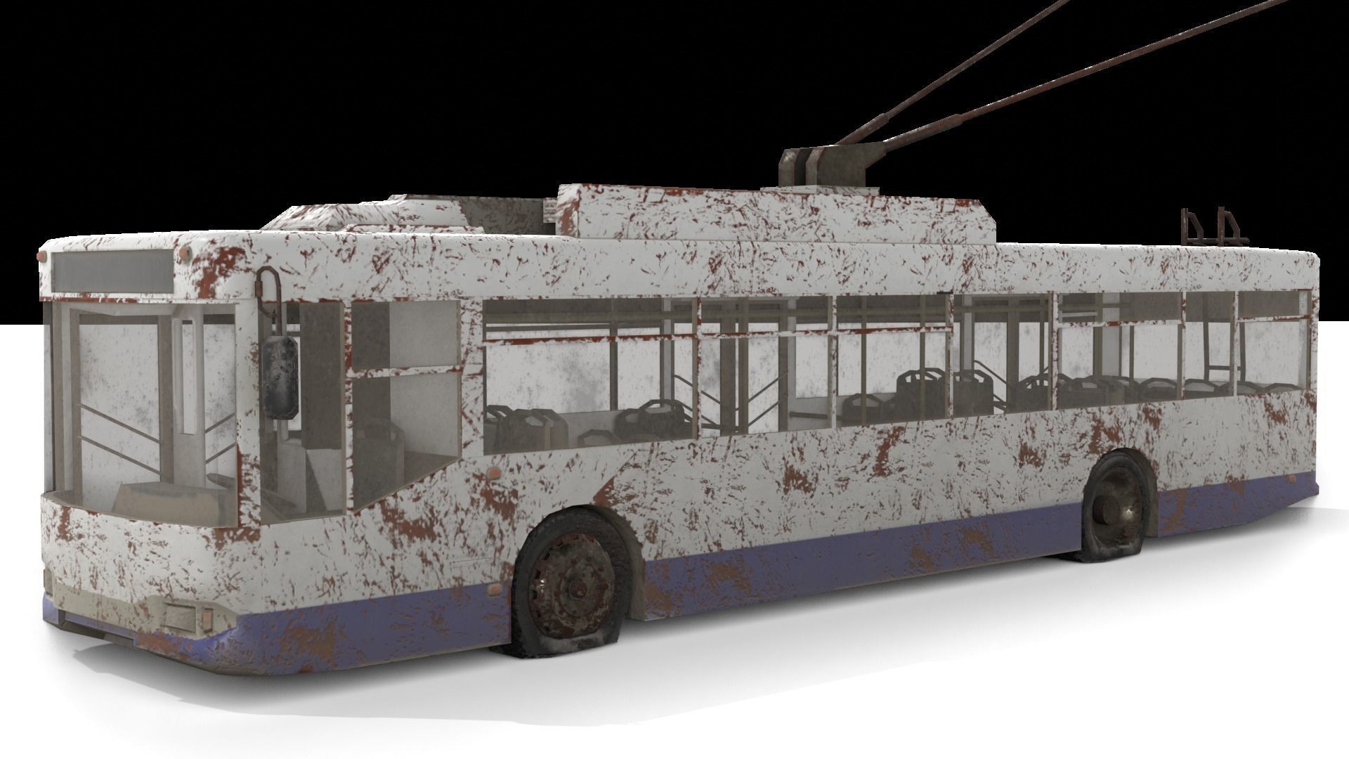 Old Rusty Trolleybus Low-poly 3D model_3