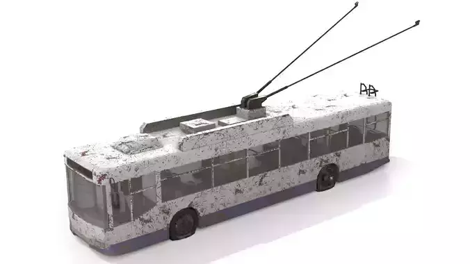 Old Rusty Trolleybus Low-poly 3D model