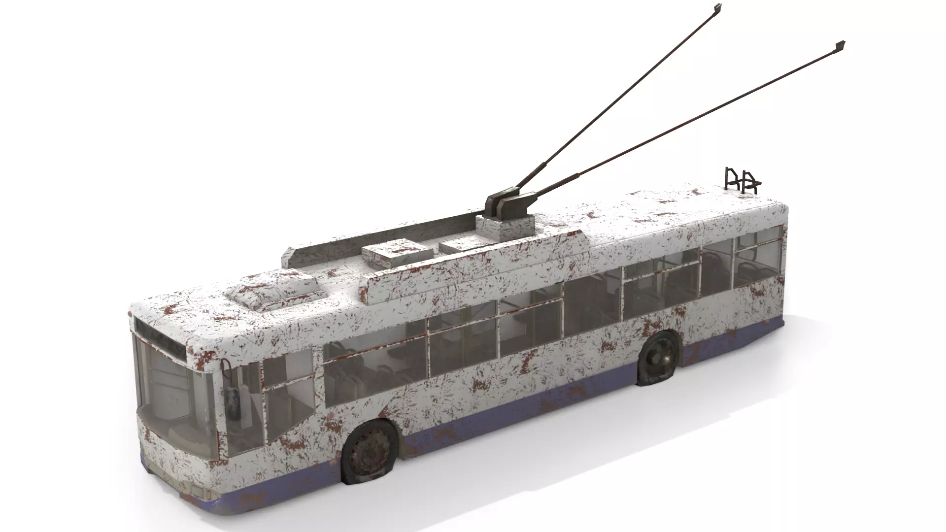 Old Rusty Trolleybus Low-poly 3D model_0