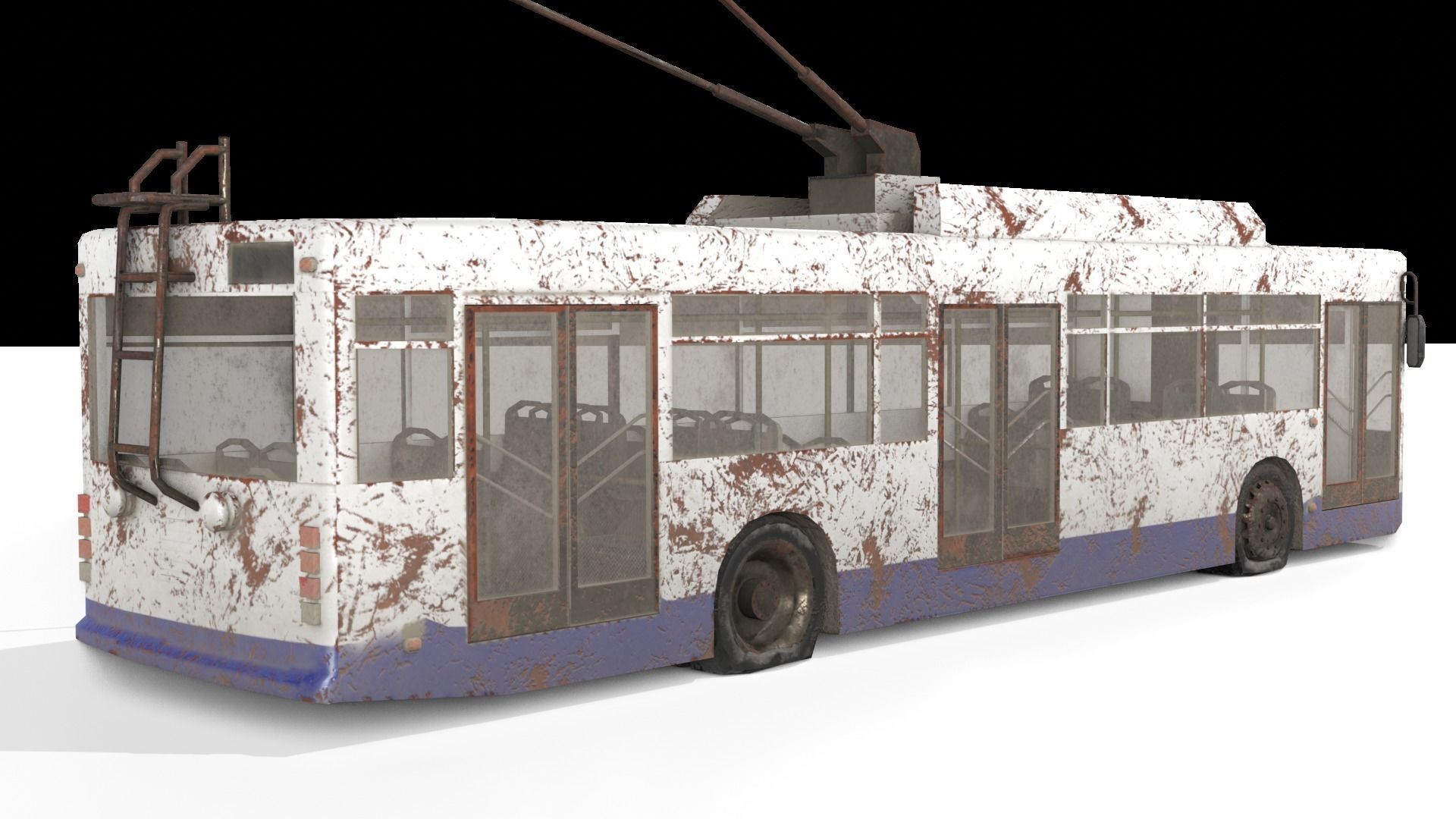 Old Rusty Trolleybus Low-poly 3D model_5