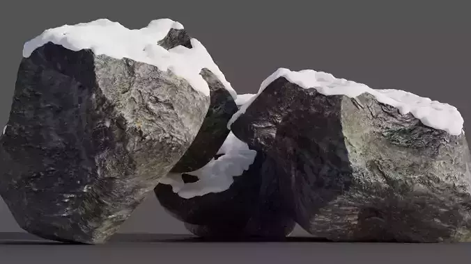 High Poly 3D Snowcapped Rocks