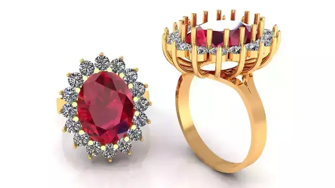 Women Ring 73 low weight oval top shape diamond women ring