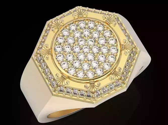 Man Ring Sculpture jewelry Gold 3D print model