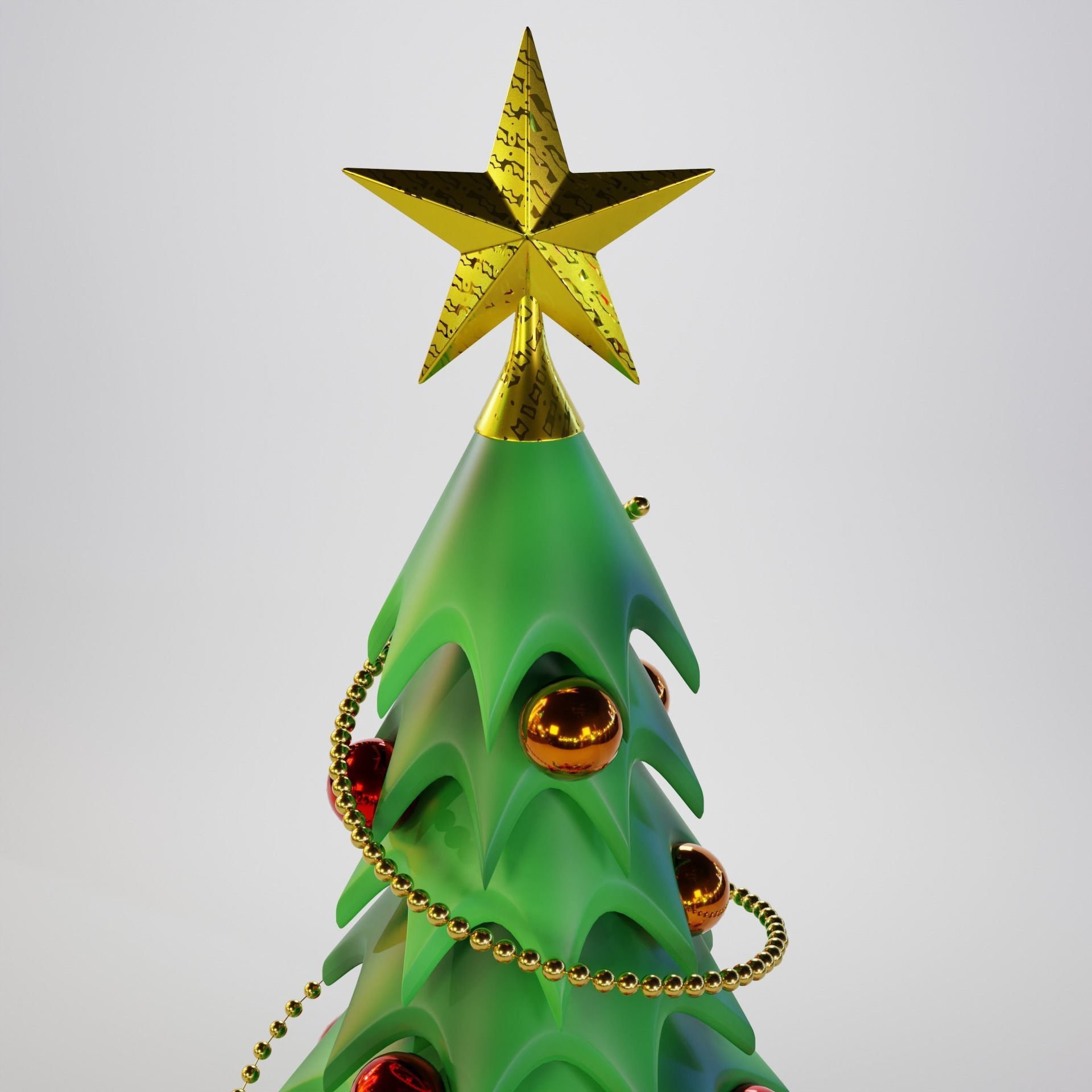Christmas Tree Cartoon Look 3D model_6