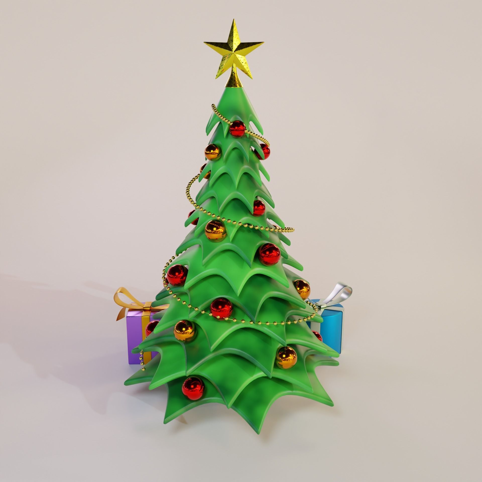 Christmas Tree Cartoon Look 3D model_9