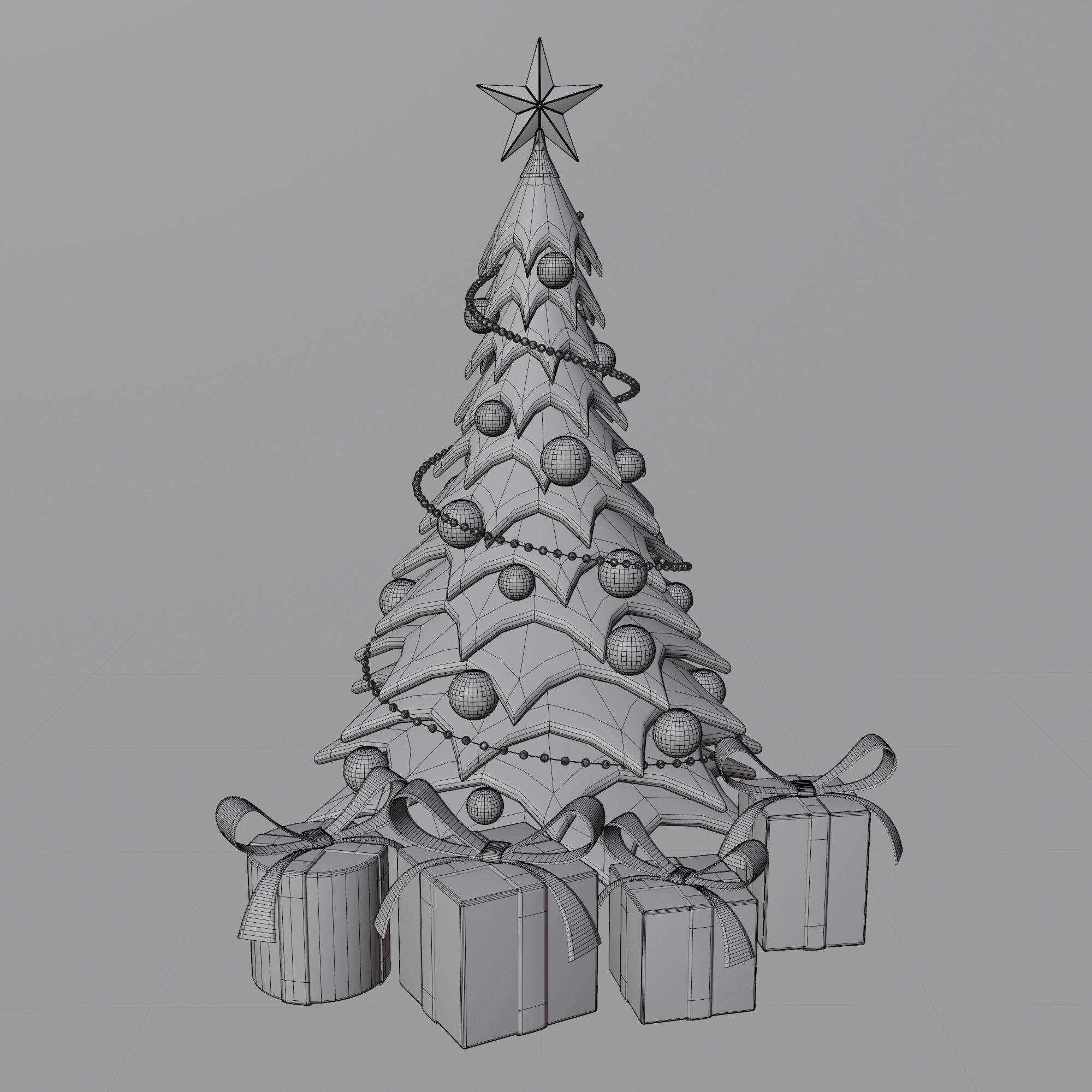 Christmas Tree Cartoon Look 3D model_11