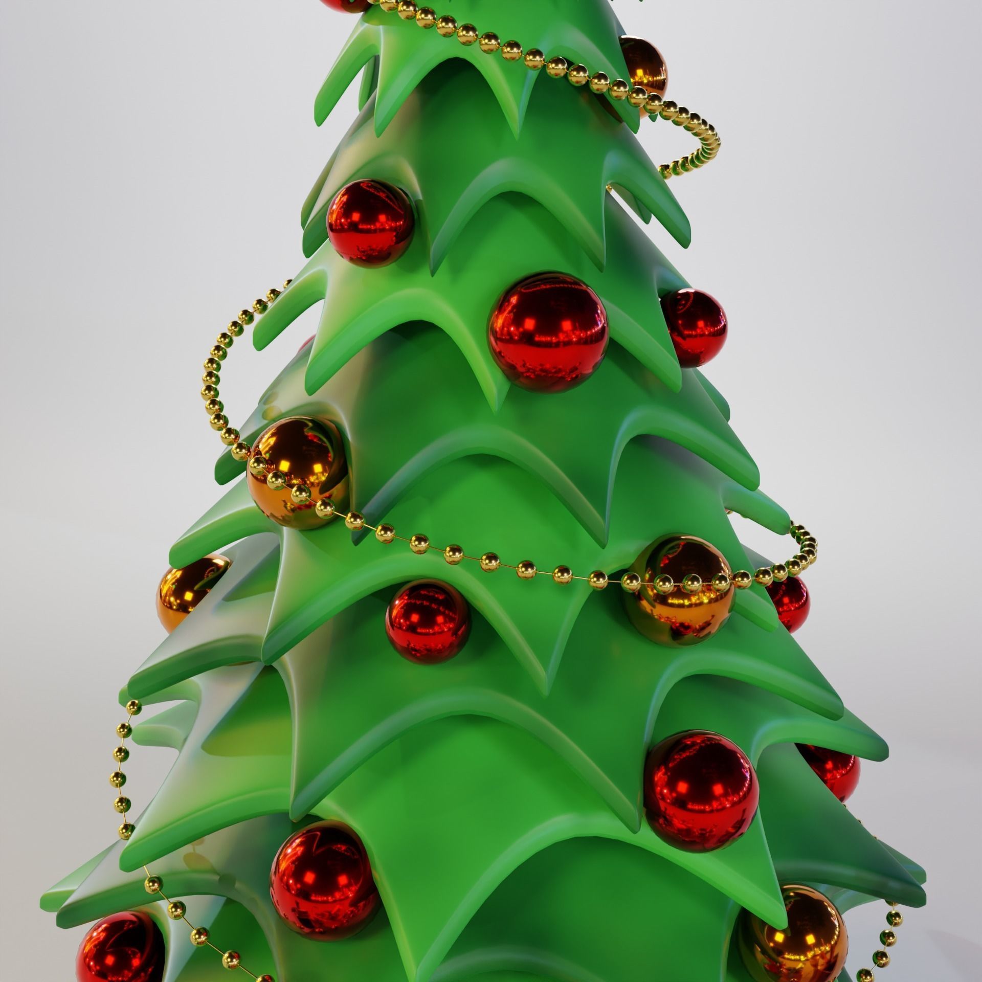 Christmas Tree Cartoon Look 3D model_5