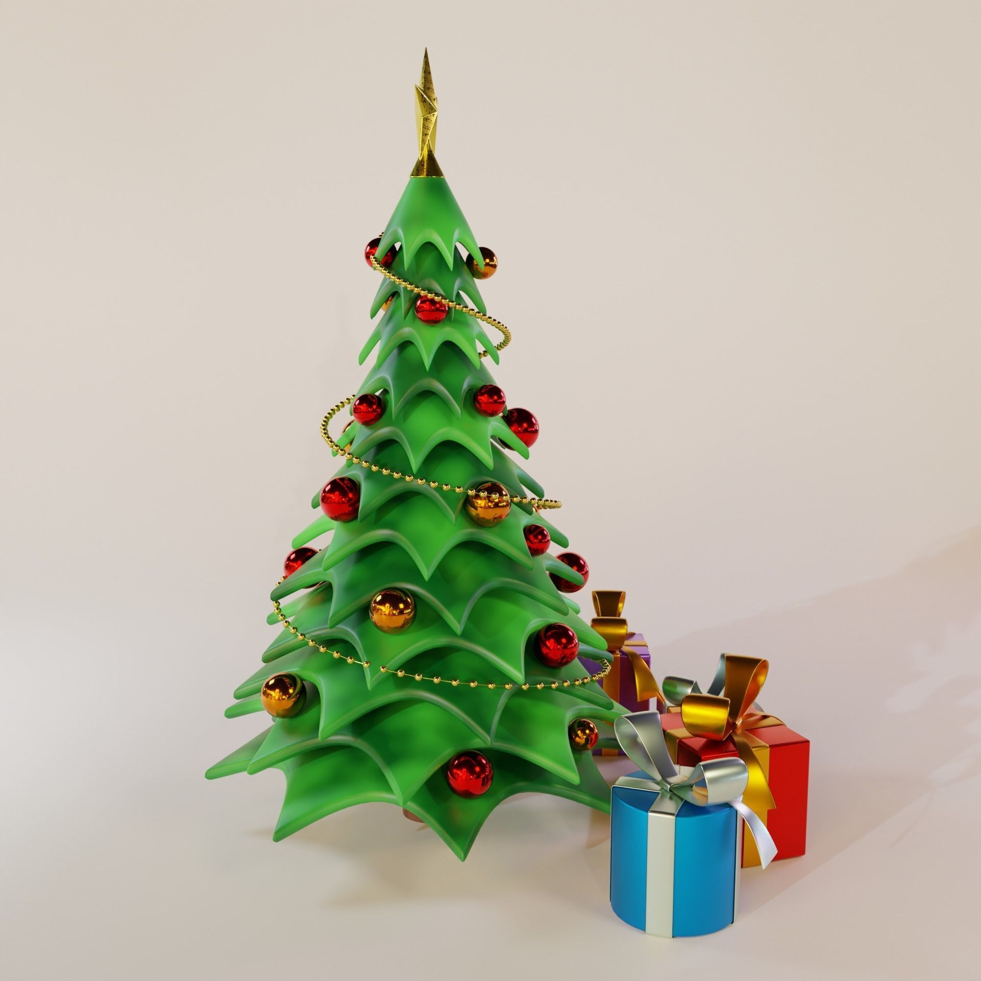 Christmas Tree Cartoon Look 3D model_8