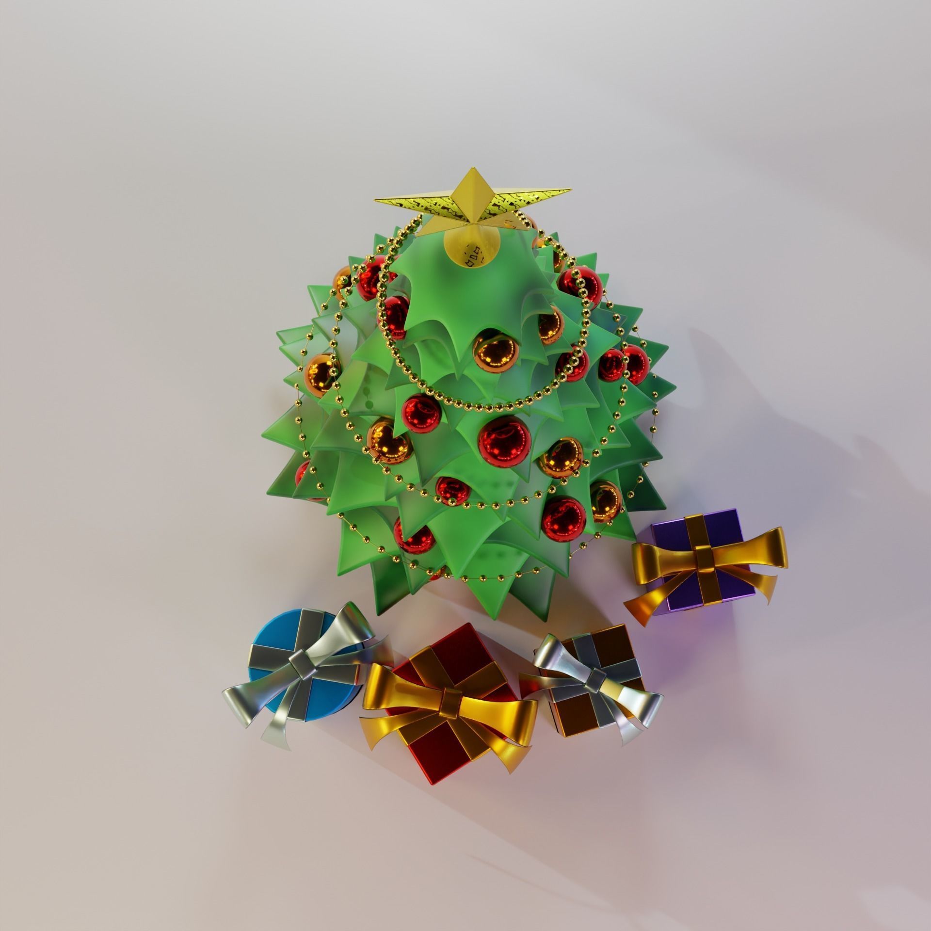 Christmas Tree Cartoon Look 3D model_7