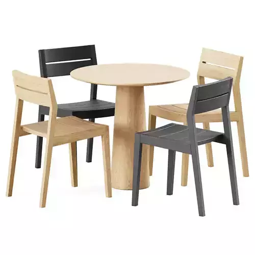 Table POV D80 by Ton and Teak EX 1 Outdoor Dining Chair 