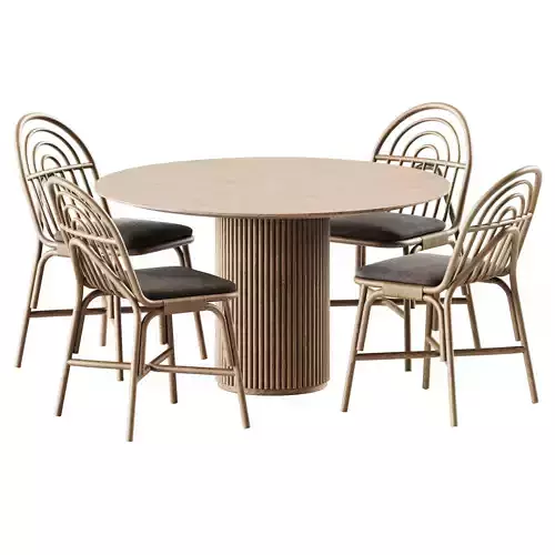 Table Palais royal By asplund and Chair Rotin