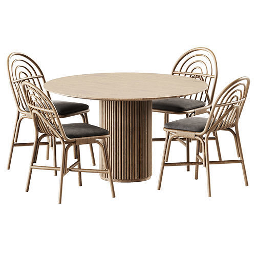 Table Palais royal By asplund and Chair Rotin 3D model