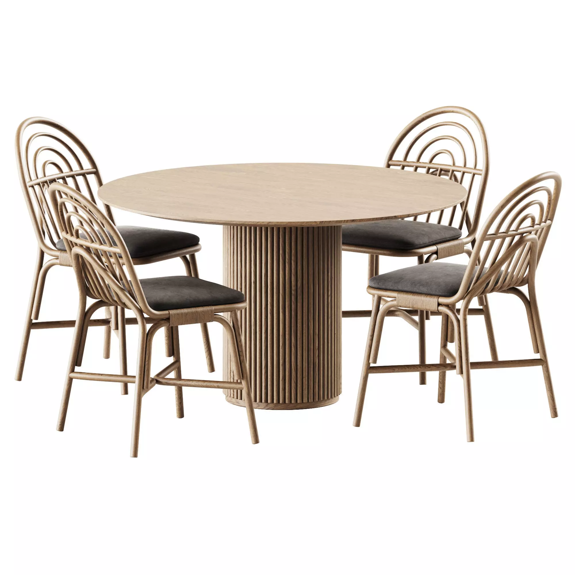 Table Palais royal By asplund and Chair Rotin 3D model_0