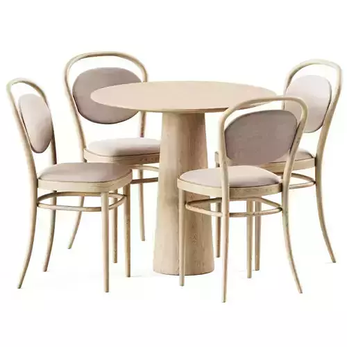 Table POV D80 by Ton and Bentwood Chair 215 P by Thonet