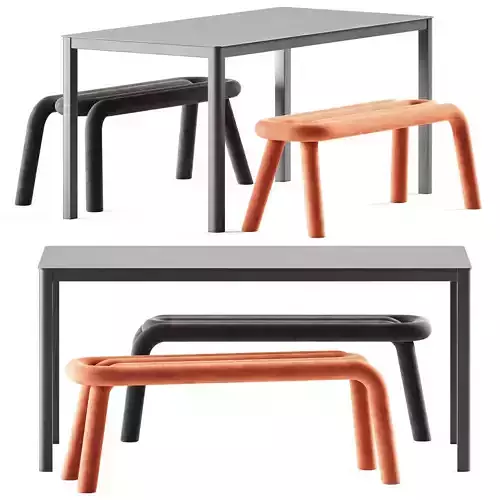La Table by Arrmet and Bench Bold by Moustache 3D model