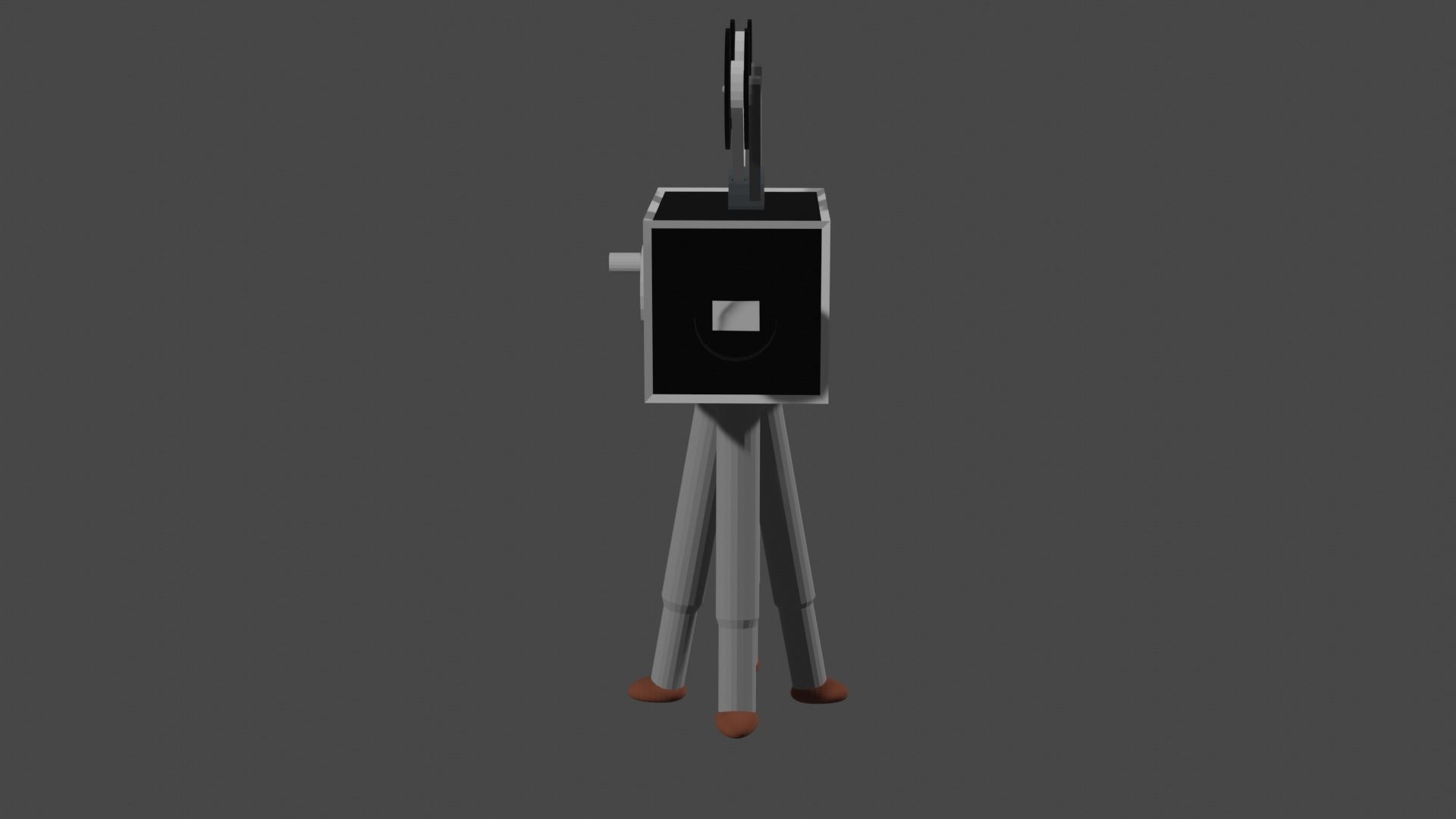 cinema camera of very old times low-pole game ready Low-poly 3D model_2