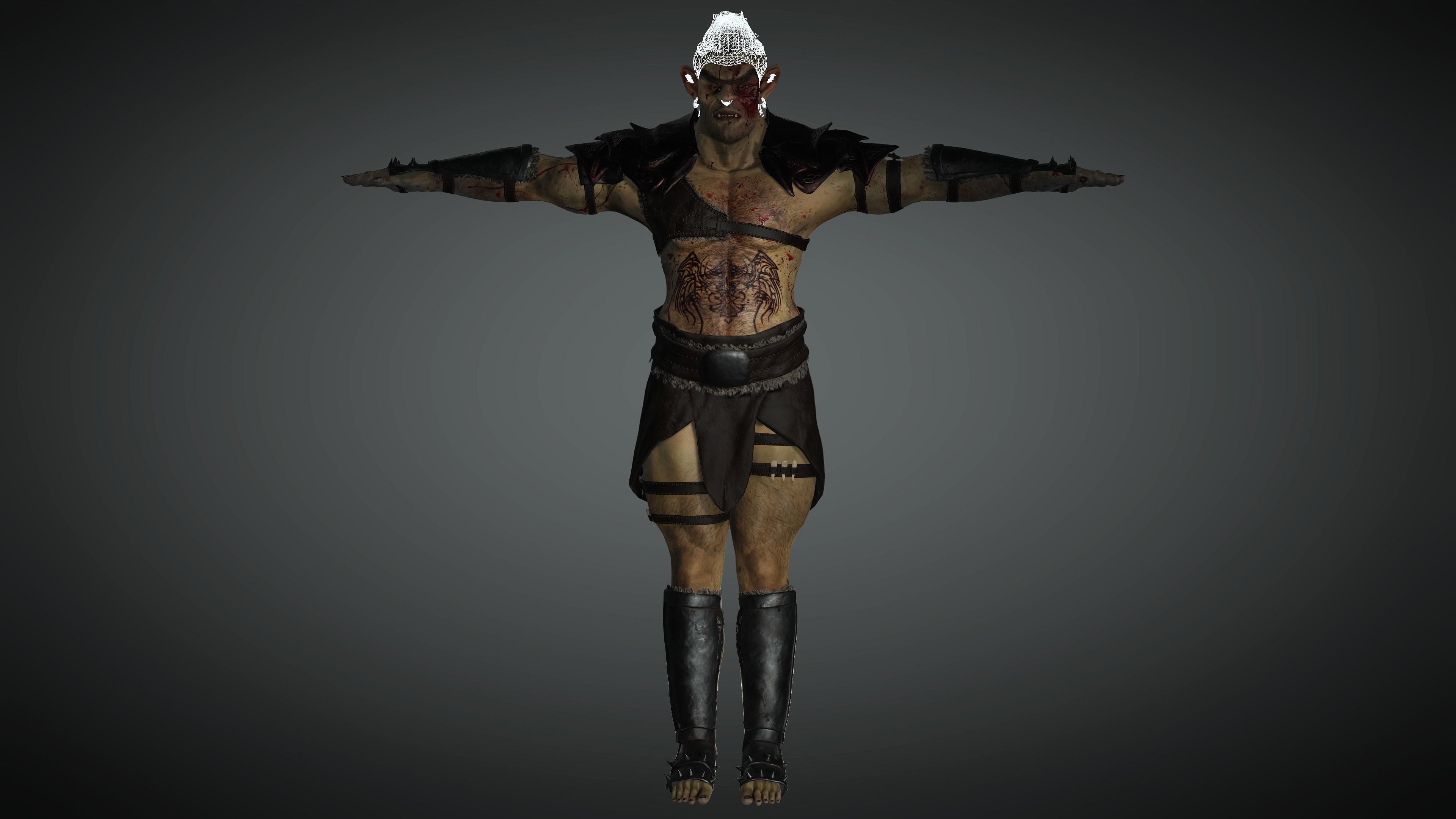 AAA Fantasy Male Orc Character 02 Low-poly 3D model_22