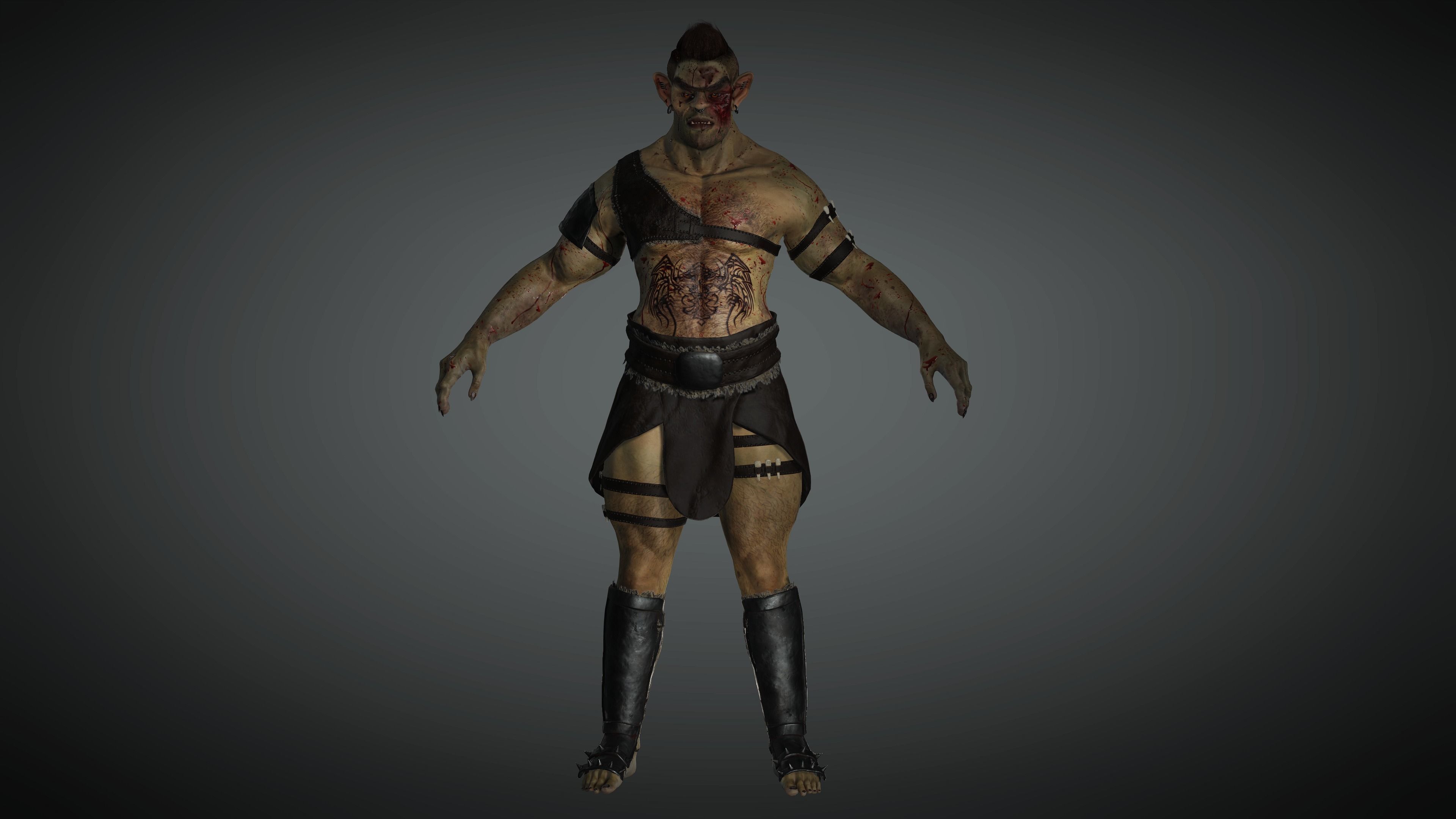 AAA Fantasy Male Orc Character 02 Low-poly 3D model_4