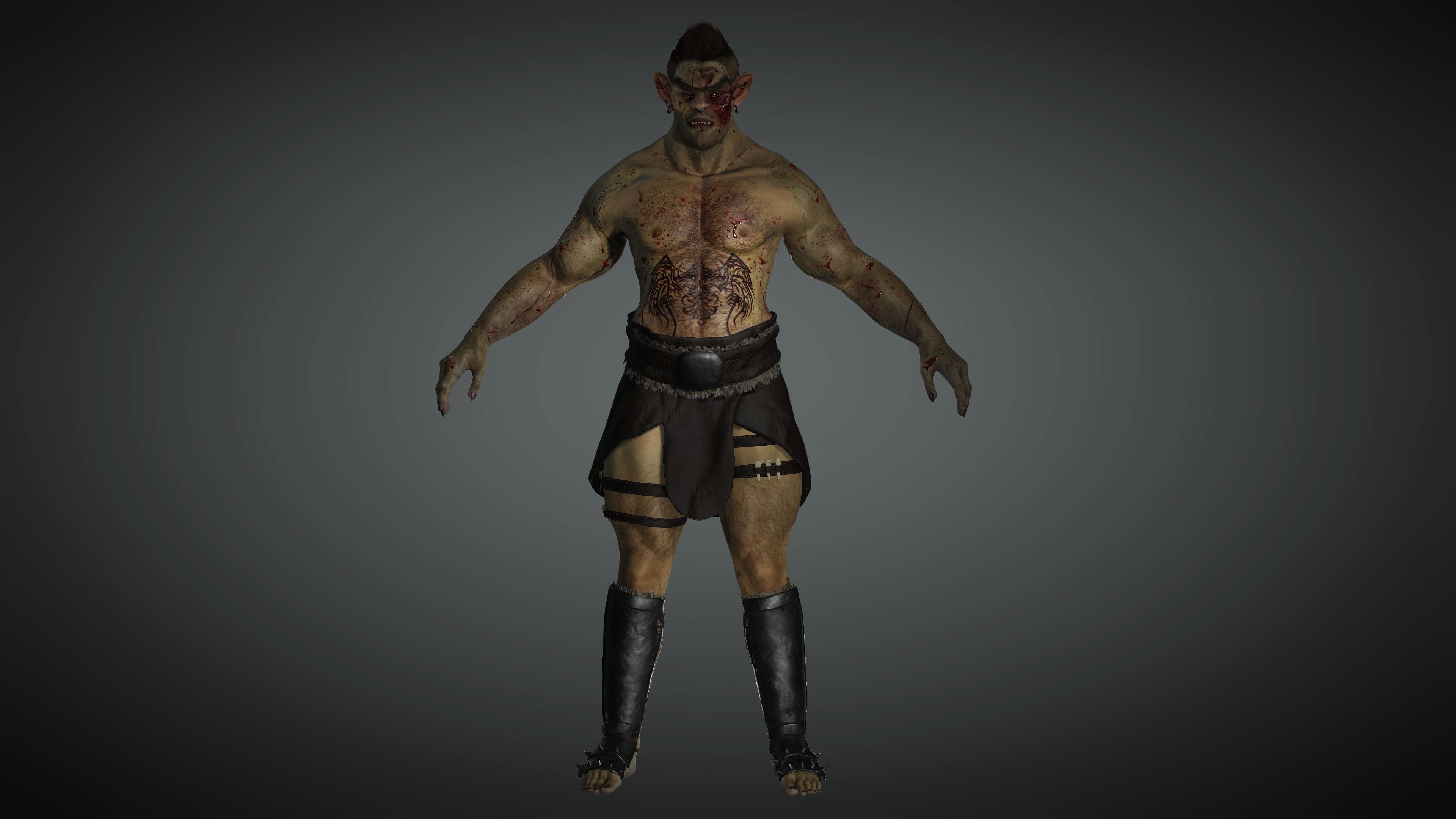 AAA Fantasy Male Orc Character 02 Low-poly 3D model_6