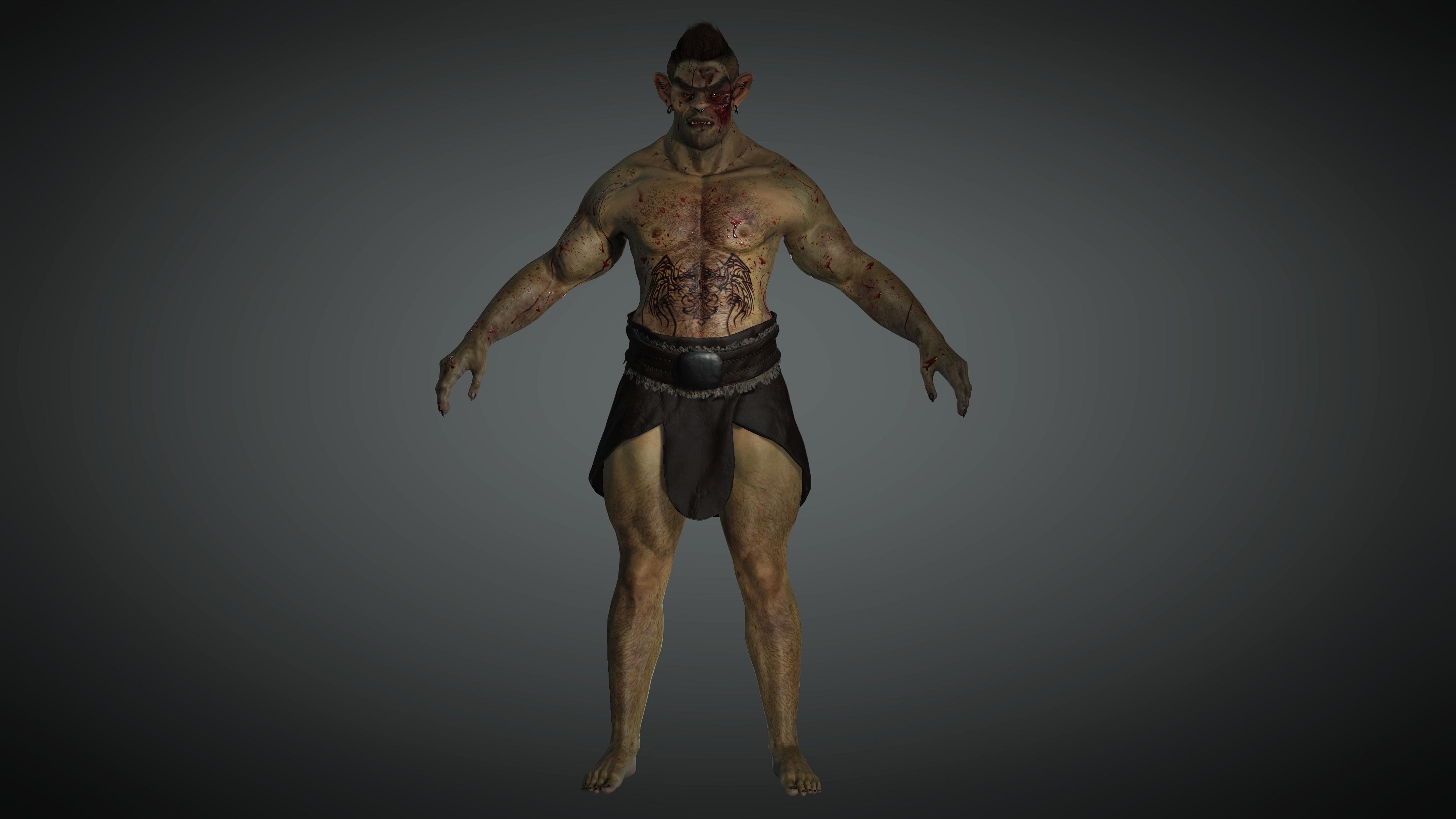AAA Fantasy Male Orc Character 02 Low-poly 3D model_8