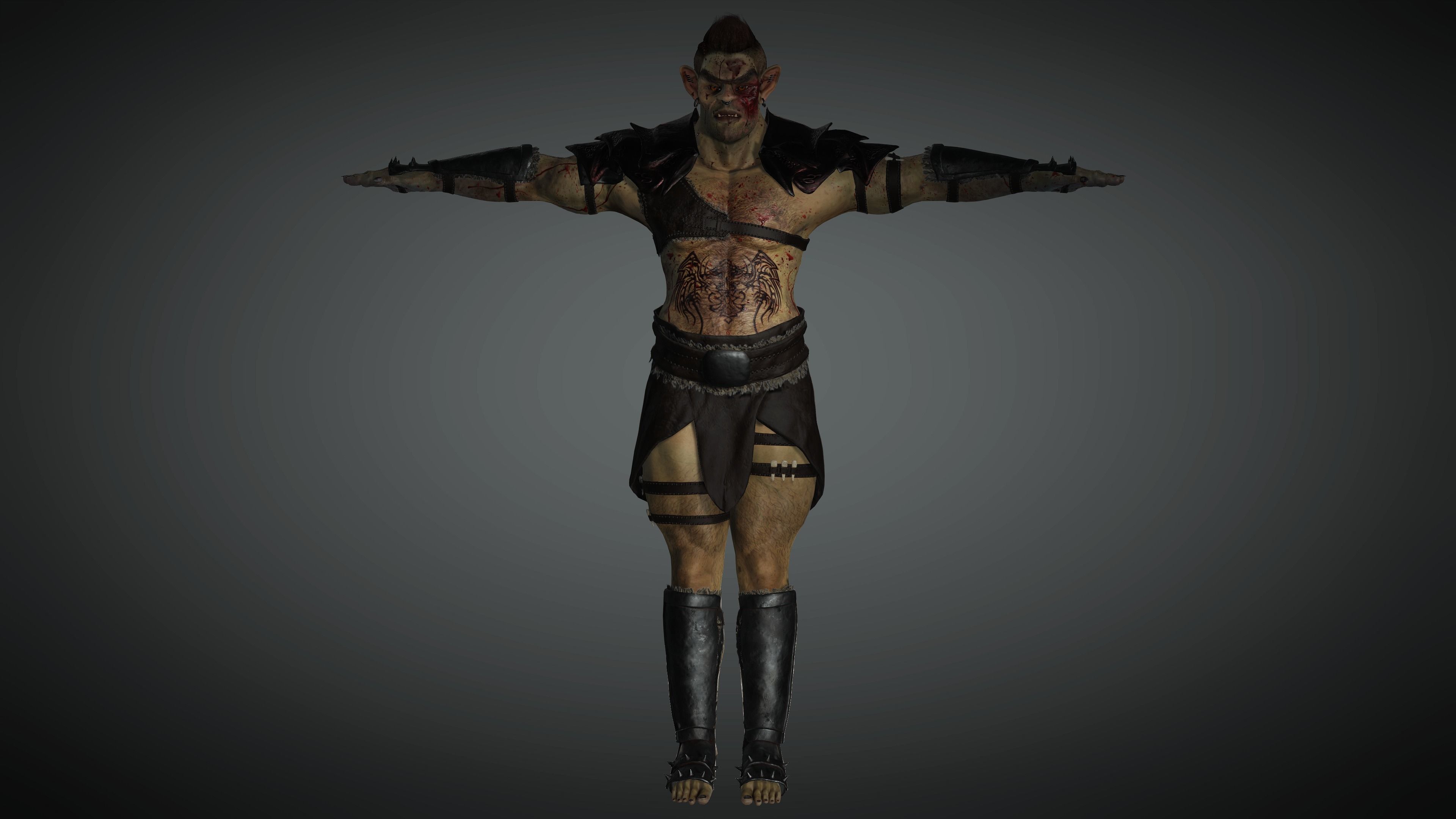 AAA Fantasy Male Orc Character 02 Low-poly 3D model_19
