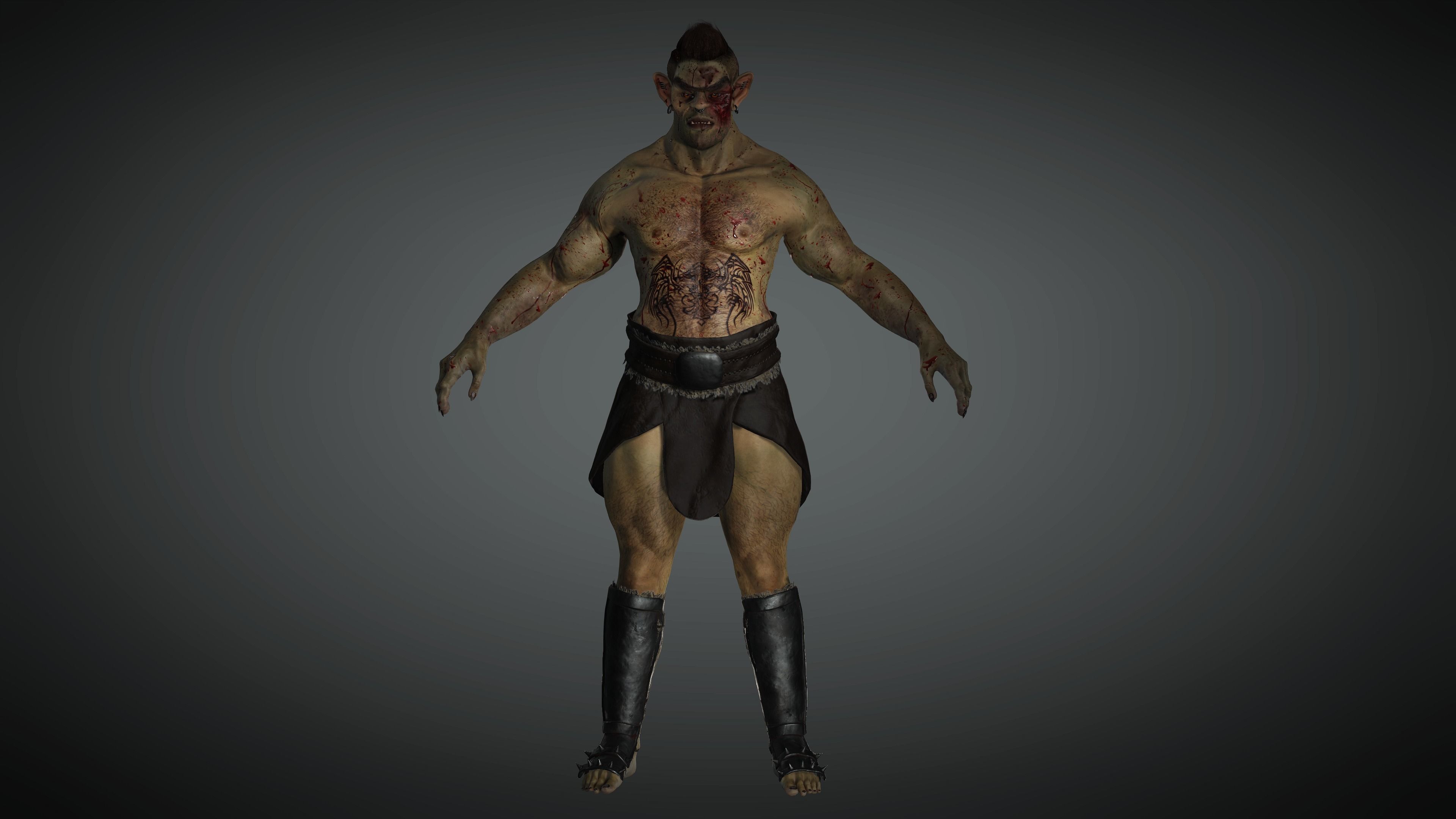 AAA Fantasy Male Orc Character 02 Low-poly 3D model_7