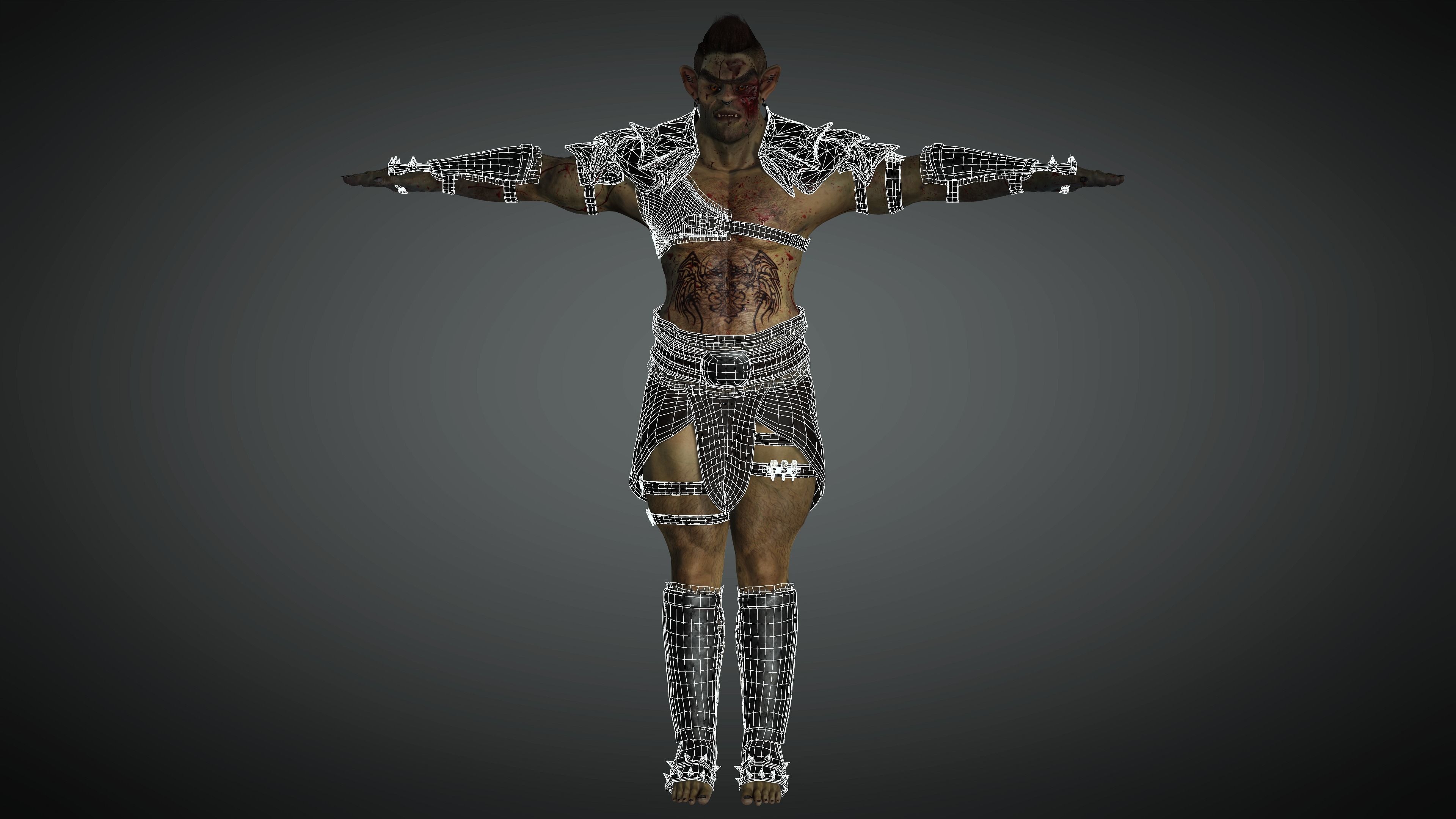 AAA Fantasy Male Orc Character 02 Low-poly 3D model_20