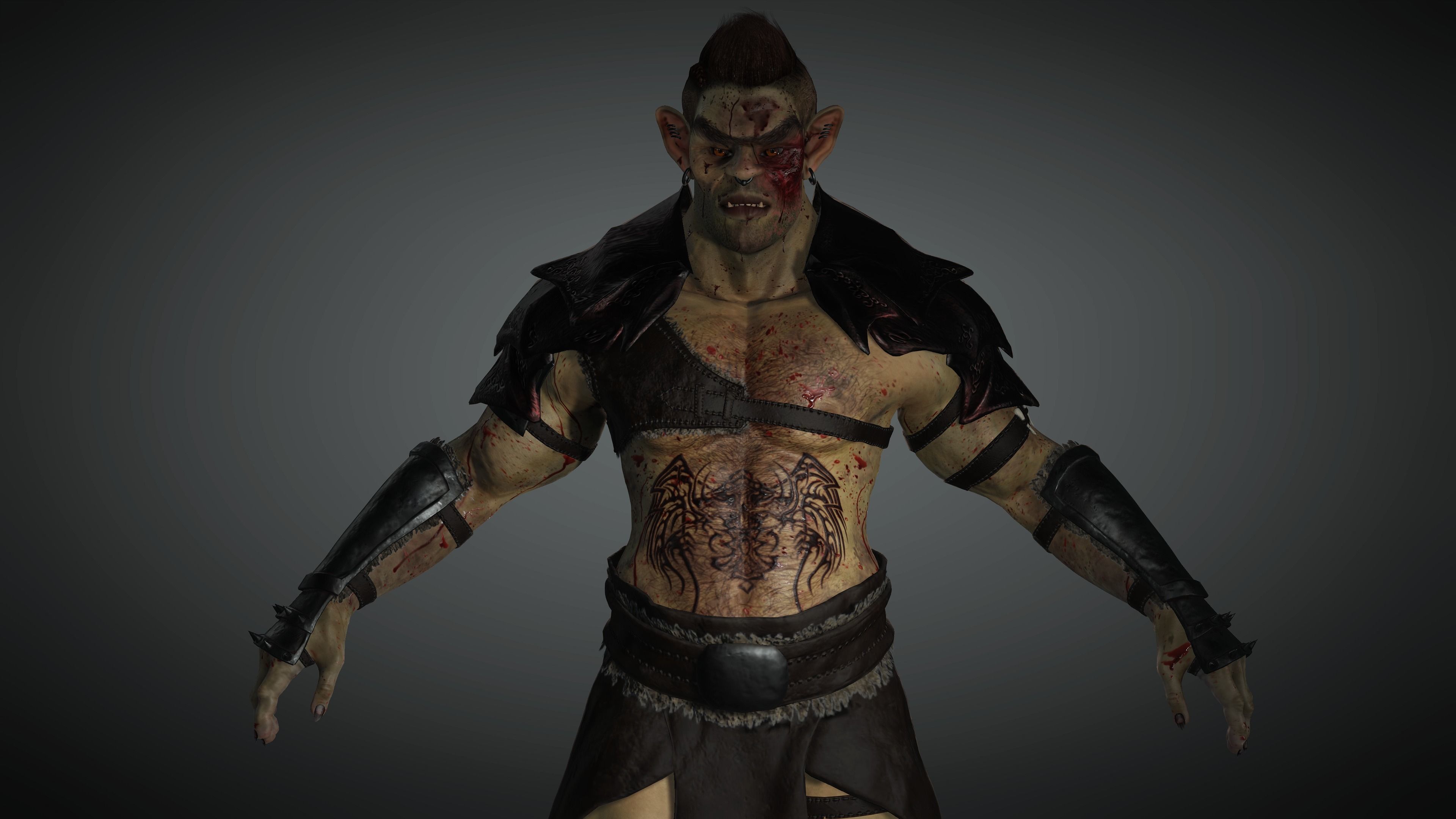 AAA Fantasy Male Orc Character 02 Low-poly 3D model_15
