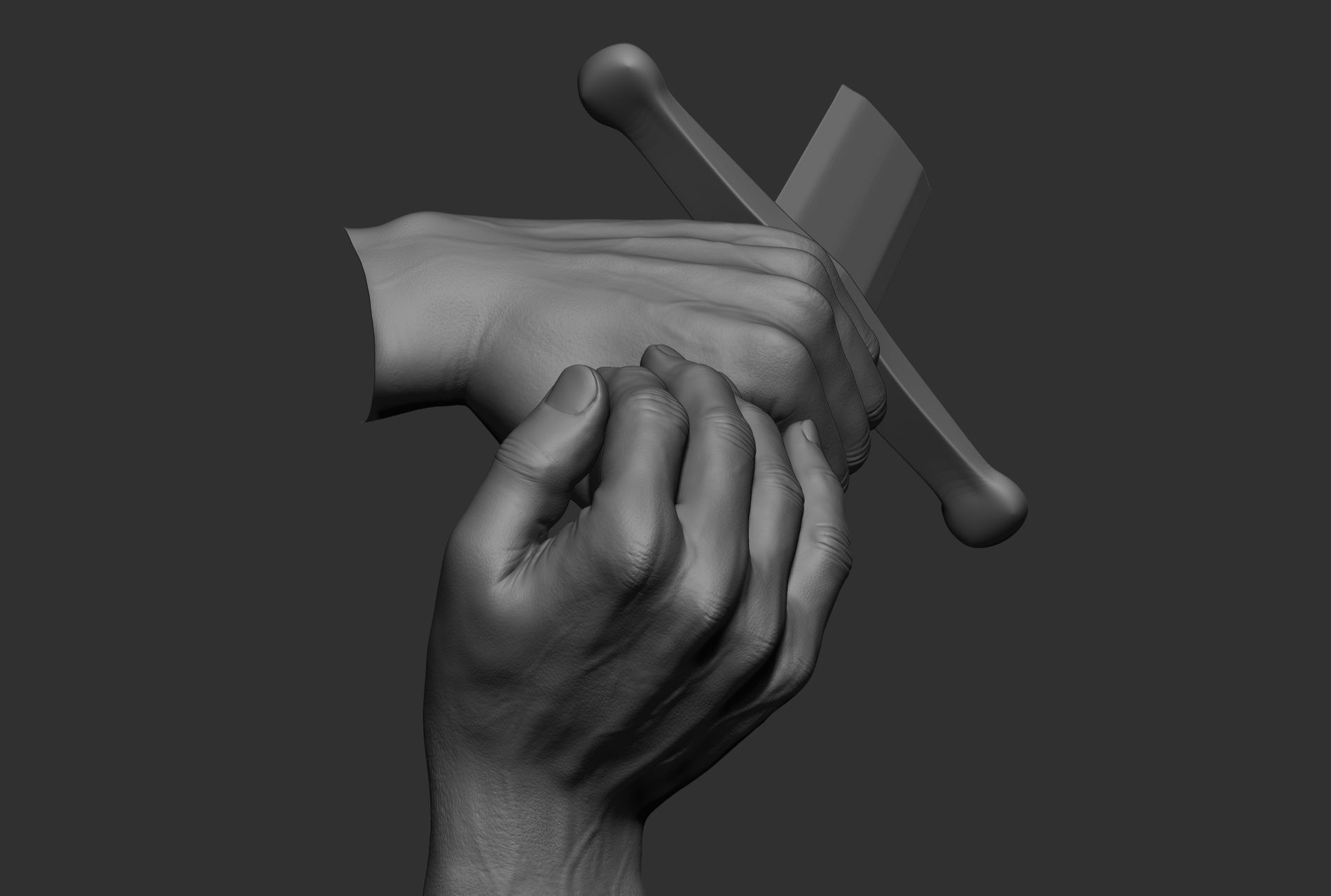 10 male hand poses 3D model_32