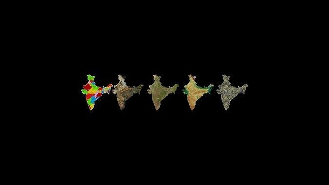 India Maps Low-poly 3D model