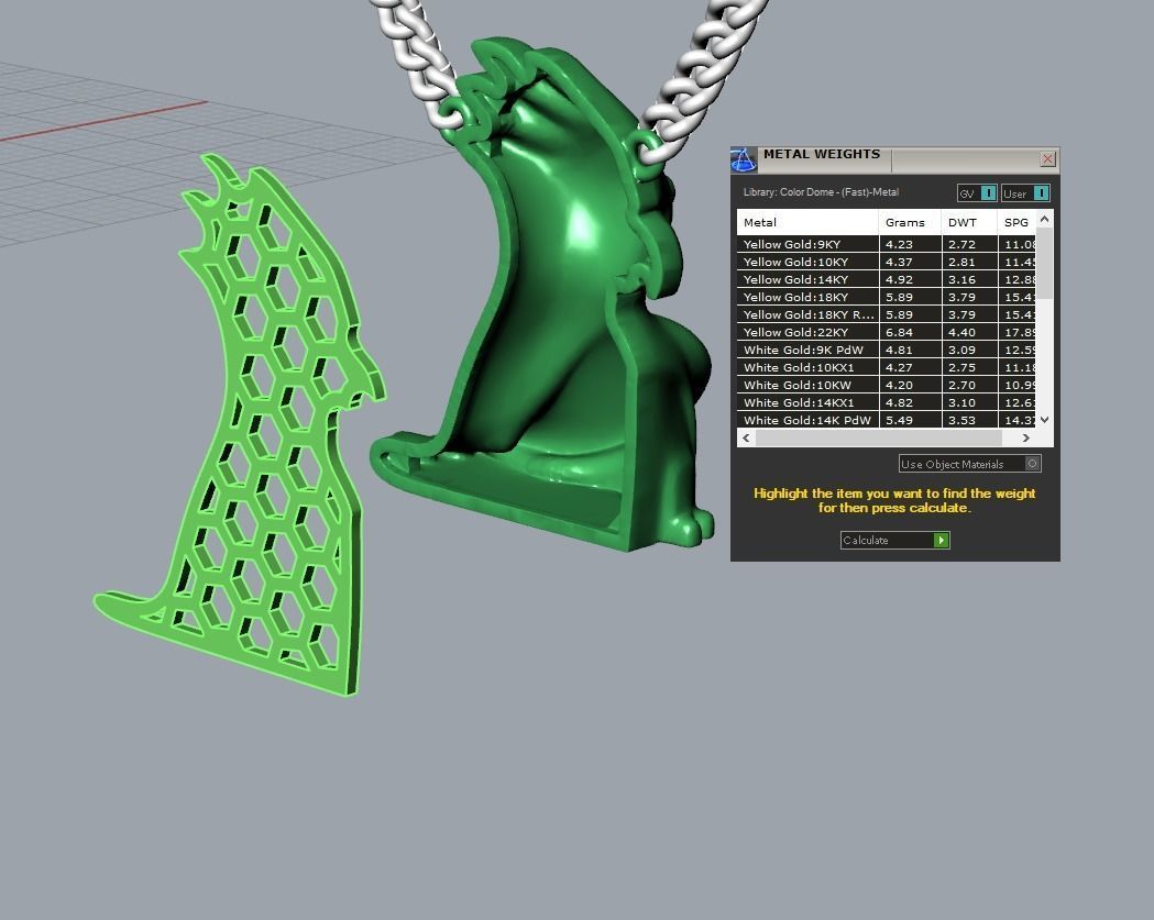 Cocatail pendant gold 3D print model_1