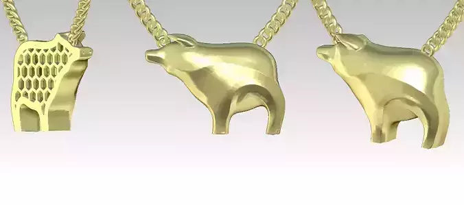 Pig pendant gold 3D print model