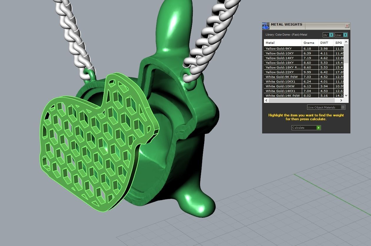 Robbit pendant gold 3D print model_1