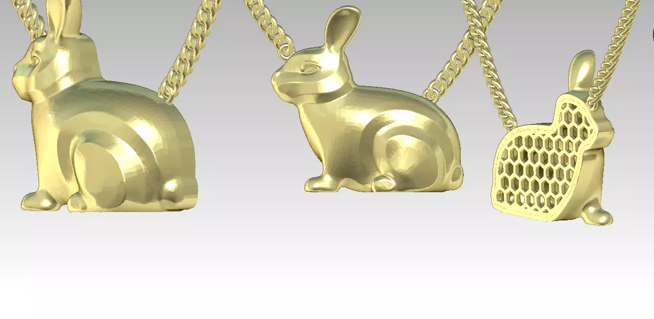 Robbit pendant gold 3D print model_0