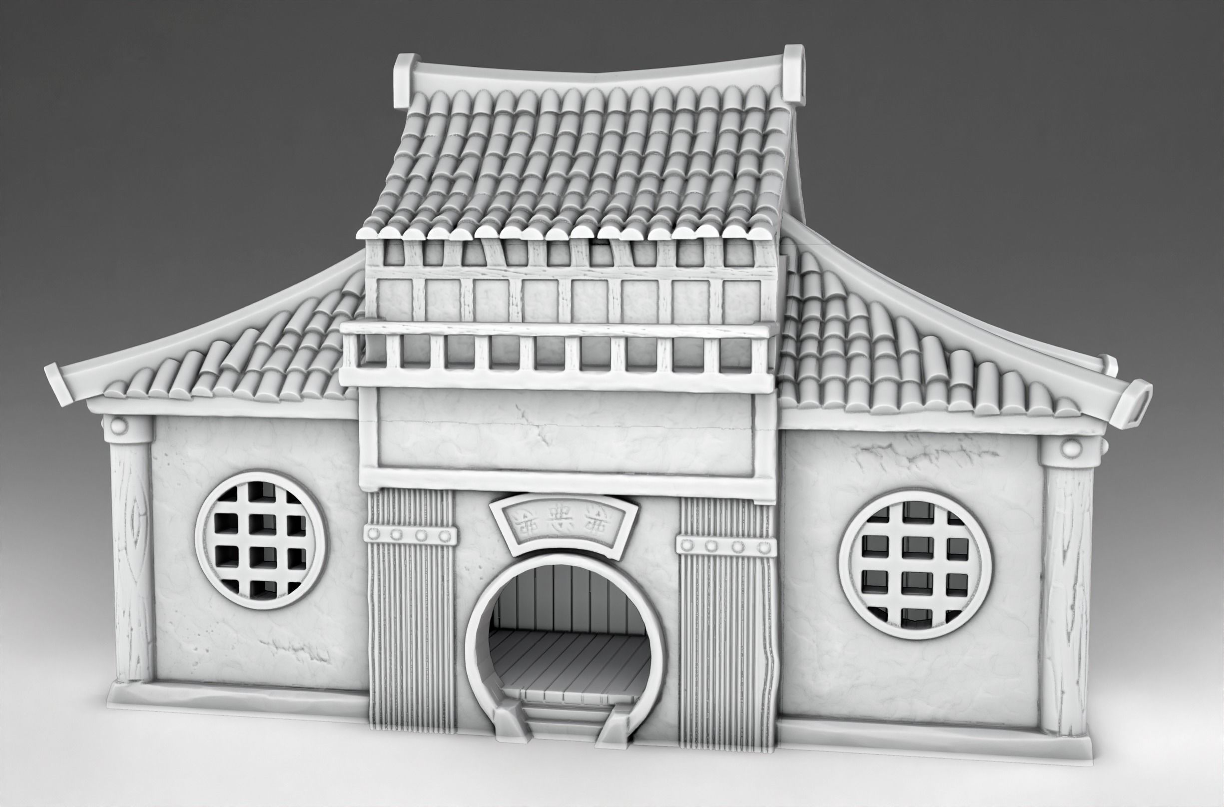 armory chinese buildings no 3D print model_1