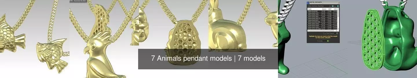 7 Animals pendant models 3D Model Collection_0