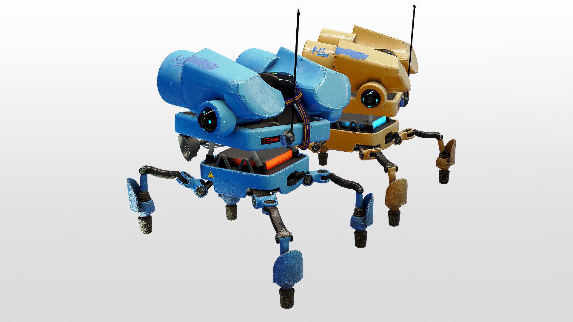Piccolo - Spider robot sci-fi character Low-poly 3D model_6