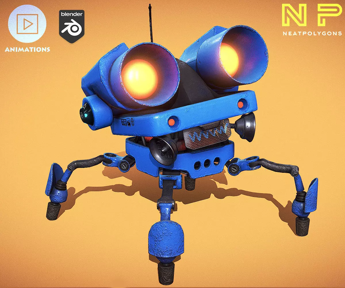 Piccolo - Spider robot sci-fi character Low-poly 3D model_0